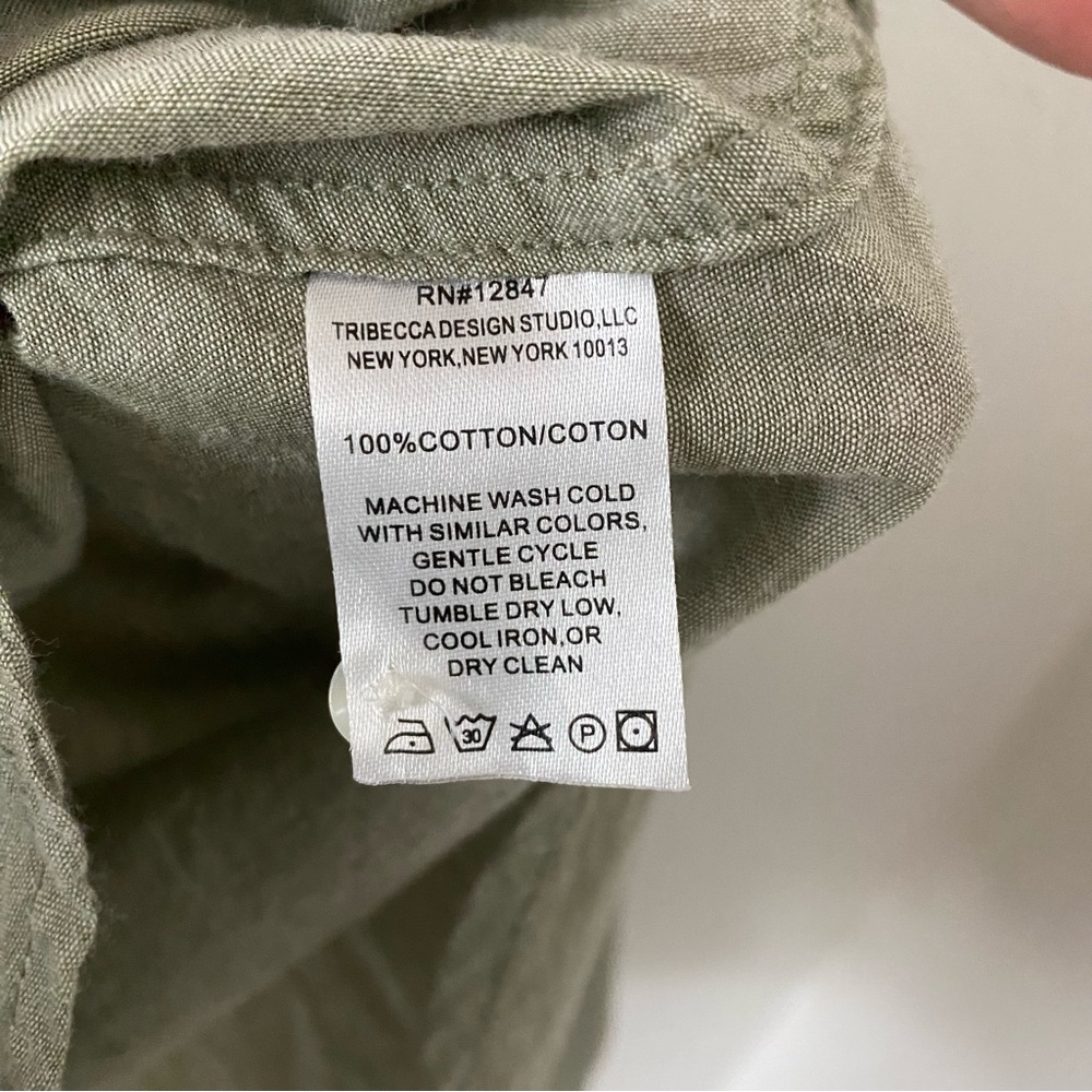 Nili Lotan Cotton Olive Green Button Up Shirt Size Small - Picture 7 of 7